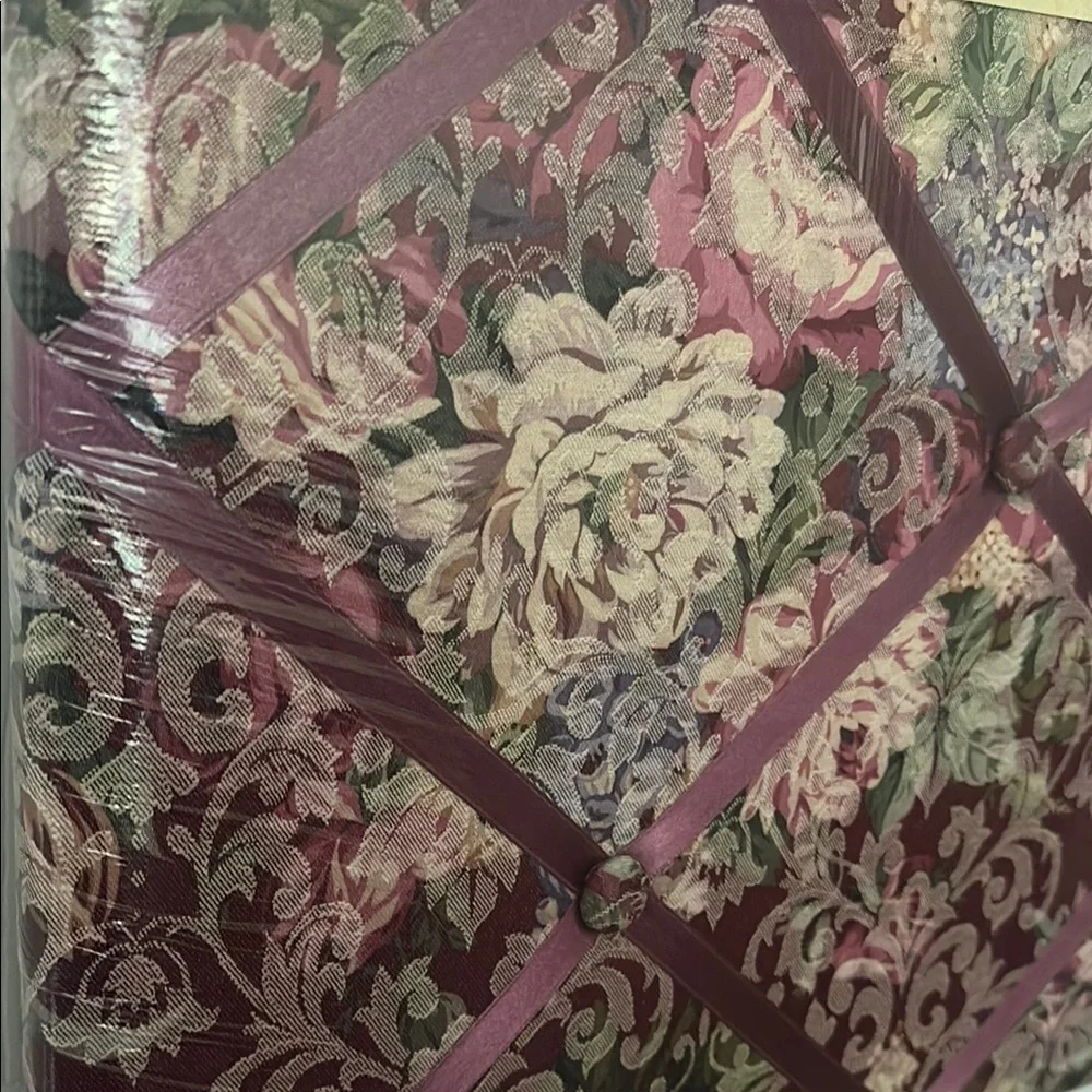 Vintage Burgundy Damask Jacquard Fabric Floral Memo Board Wall Art Accessory